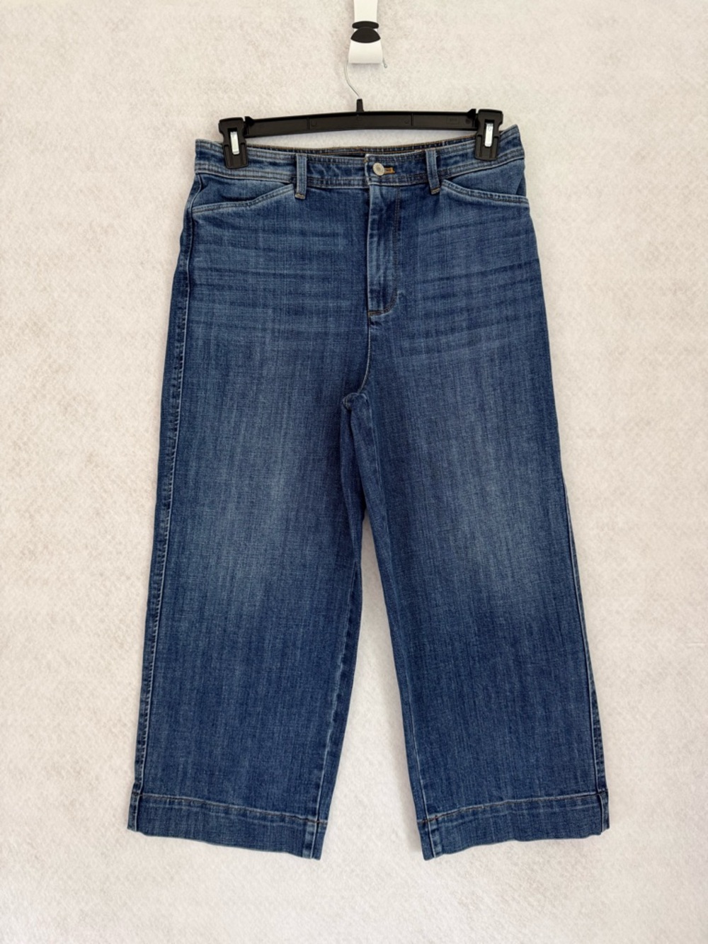 Talbots Womens High waist Dark Blue Denim‎ Jeans cropped wide leg size 8